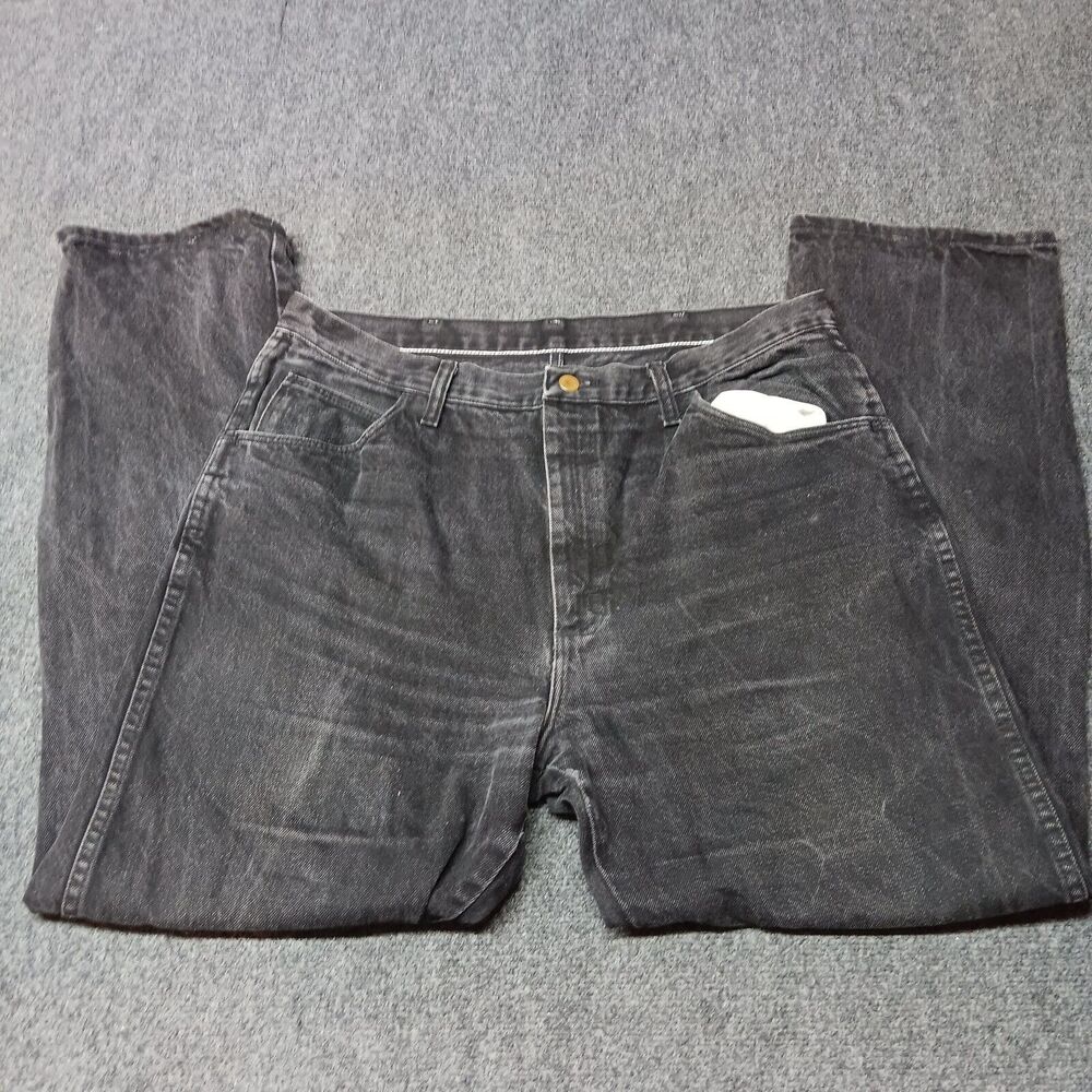 Vintage Legendary‎ Gold Jeans Men 38x32 Black Regular Fit Straight Leg Whiskered